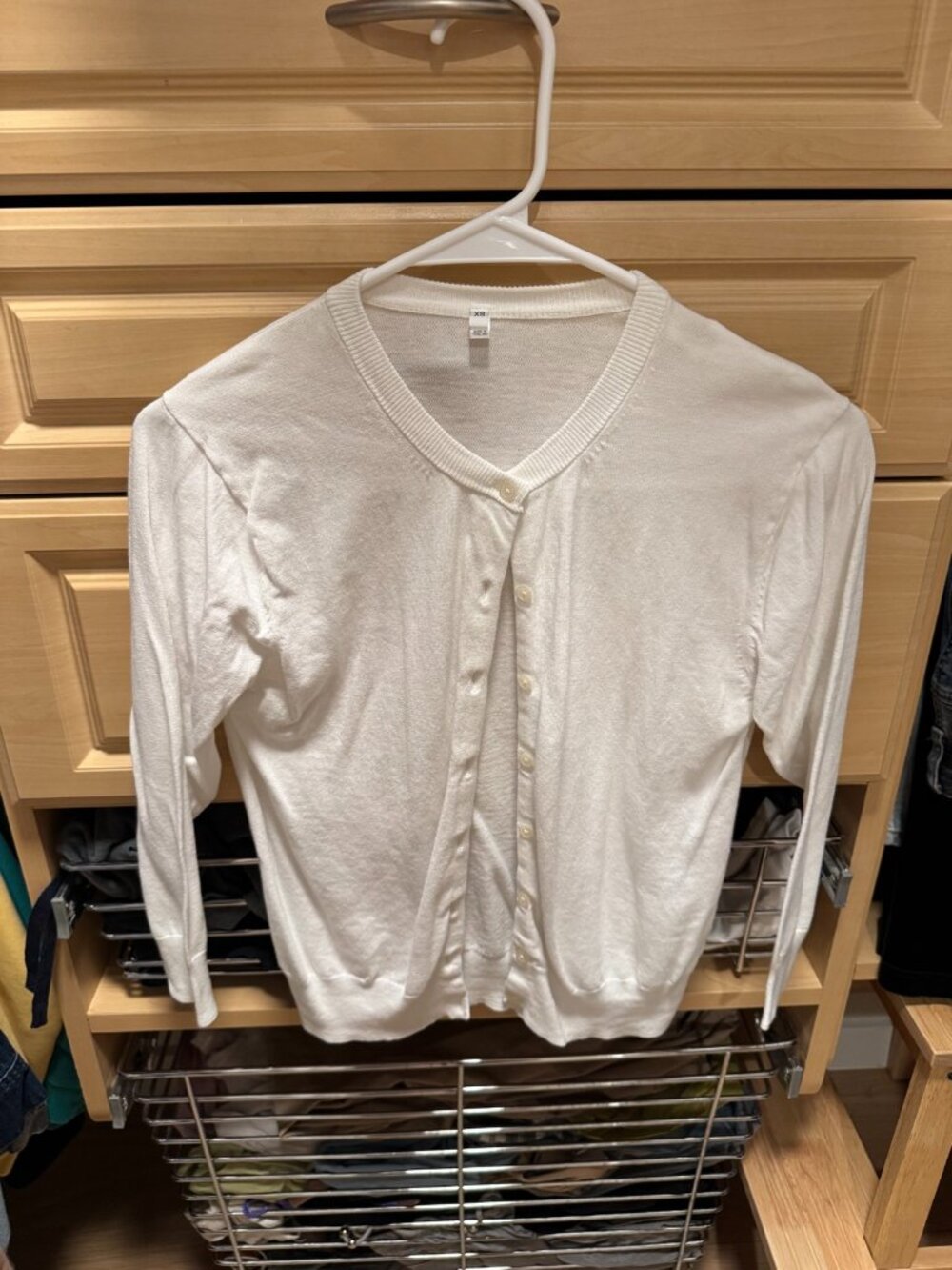 White Knit Button-Front Cardigan — Size XS